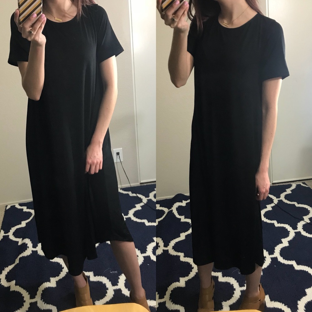 Black Midi Dress With Pockets - Picture 2 of 4